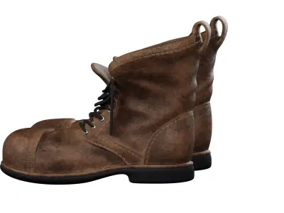 Old work boots Low-poly 3D model