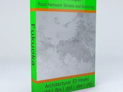 Fukuoka Buildings and Road Networks 3D model