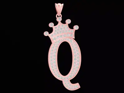 Elegant Crown Oval Pave Pendant for Women  3183 3D print model