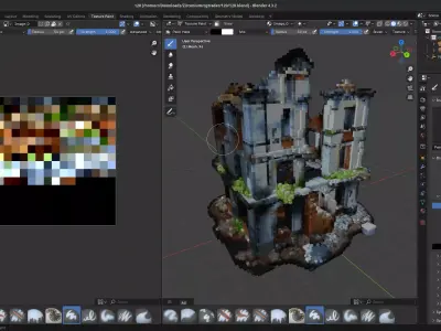 Voxel Ruined Building Post-Apocalyptic Urban Decay Low-poly 3D model