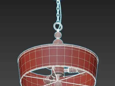 hinkley pendant light with drum shade and gold accents 3D model