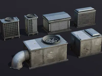 Roof Vents Large Pack - Optimized Game Ready 3D Models Low-poly 3D model