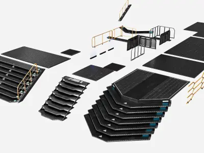 Sci-fi Staircase And floor plate Pack Low-poly 3D model