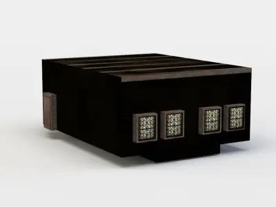 Room house with windows Low-poly 3D model