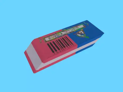 Giant Two-Tone Eraser 3D Model - Red  Blue Rubber Studio Low-poly 3D model