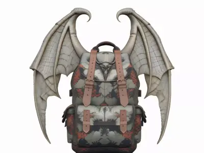 Realistic Stone Gargoyle Wing Backpack 3D Model 3D model