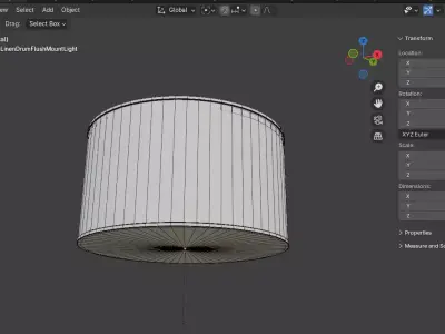 Hume Linen Drum Flush Mount Light Free low-poly 3D model