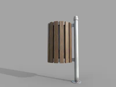 Wooden Trashbin PBR Low-poly 3D model