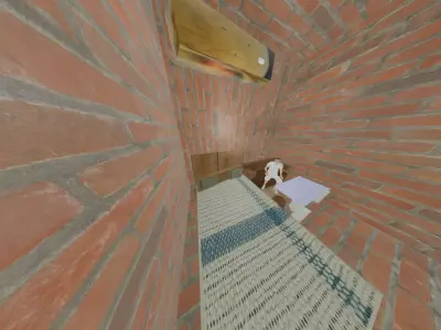 Modern Bedroom Interior with Bed Sofa Desk and AC Low-poly 3D model