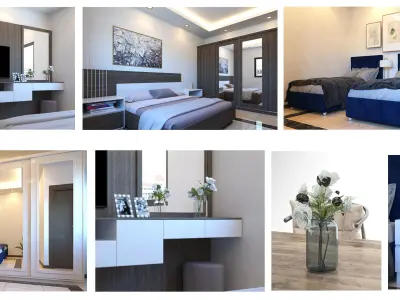 Modern apartment interior Scene 3D model Low-poly 3D model