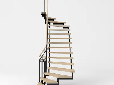 Stair - Modern Open Stairs and Railing 3D model