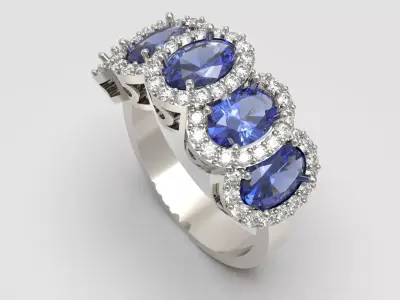 Blue Meridian Pave Ring 3D print model