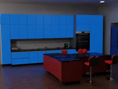 Kitchen with picture cabinet doors 3D model