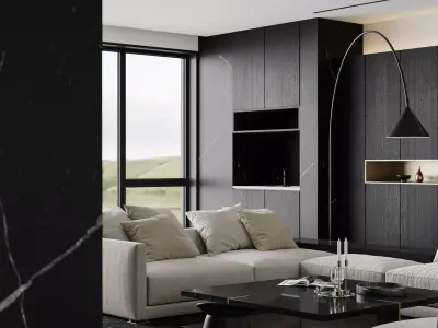 Modern minimalist living room 3D model 4