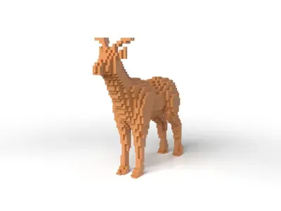 Deer Minecraft Voxel Low-poly 3D model
