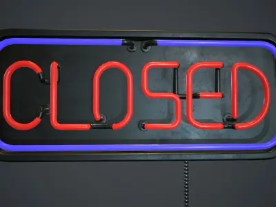 Neon Closed Sign PBR Game Ready Low-poly 3D model