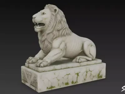 Lion Statue V21 Low-poly 3D model