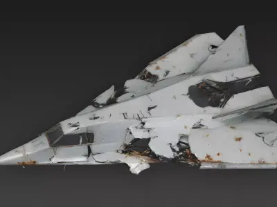 Demolished Stealth Aircraft Hull 3D Model Low-poly 3D model