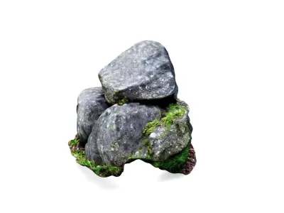 Verdant Accents A Trio of Moss-Covered Stones in 3D 3D model