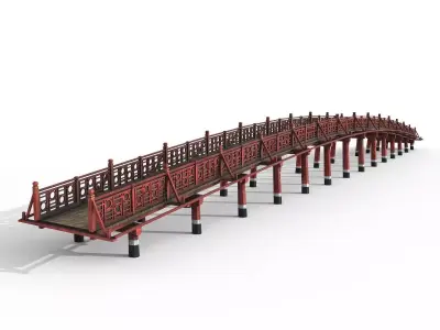Asian bridge japanese Low-poly 3D model