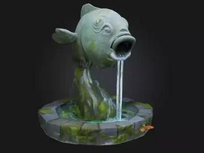 Fish Fountain  Serene Elegance of Aquatic Artistry 3D model