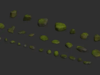 Assorted Rocks - Moss Low-poly 3D model