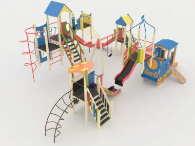 Playground childrens slides collection 3D model