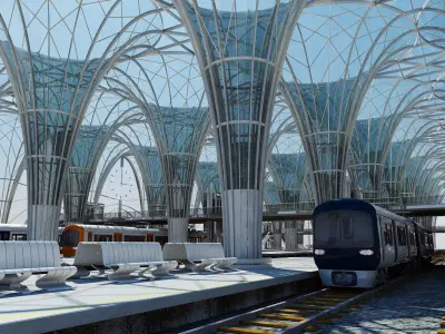 Modern Train  Station Interior 3D model