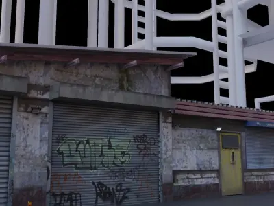 Urban Repair Garage for scenes and Games Low-poly 3D model