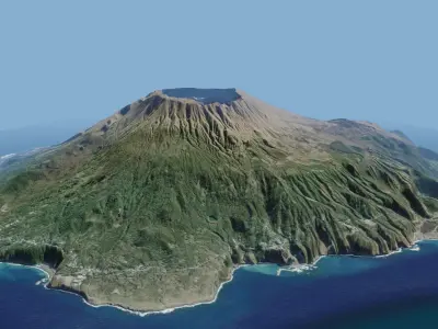 Volcano Island Mountains - Miyake island and Tori-shima 3D model