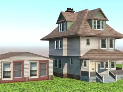 Village House exterior  Low-poly 3D model