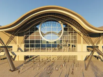 Market hall 3D model purchase