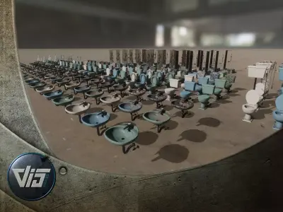 Dirty bathroom collection Low-poly 3D model