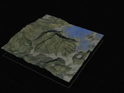 8K Gaea lake and height map texture Low-poly 3D model