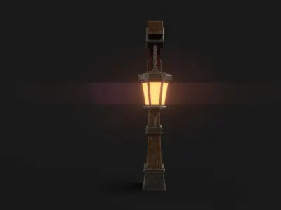 Stylized street lamp Low-poly 3D model