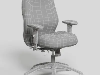 Black Office Chair high def rev-02 Low-poly 3D model