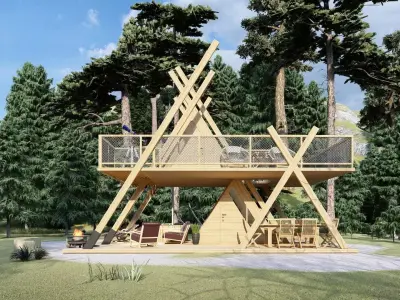 A1 Glamping  A frame Tower 3d model 3D model