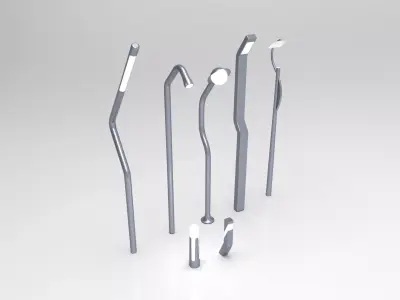 Modern Street Lamp-Bollard Set 3D model