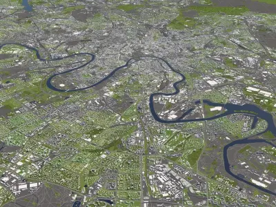 Moscow Russia 50x50km 3D City Map 3D model