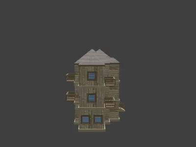 House Model 7 building Low-poly 3D model