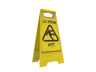 Caution Wet Floor Sign Low-poly 3D model