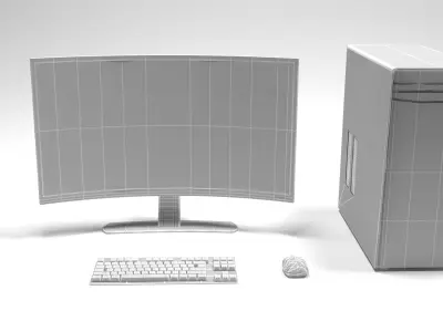 Computer Full Set Low-poly 3D model