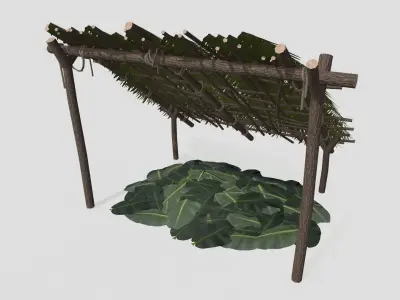 Lowpoly Castaway Shelter  Low-poly 3D model