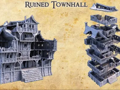 Ruined Townhall - Tabletop Terrain - 28 MM 3D print model