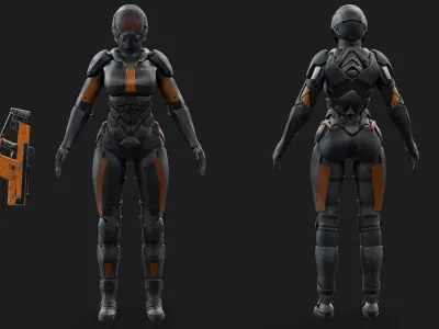 Ski fi girl Low-poly 3D model