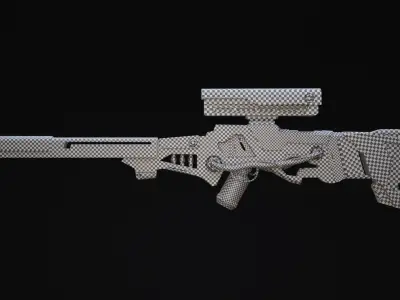 Zyphon Rifle Scifi Game Ready Low-poly 3D model