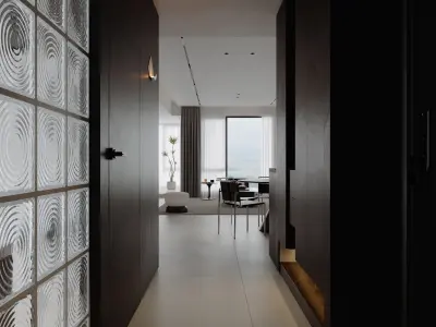 dark living room dining room bedroom 3D model