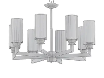 Amoret light chandelier in brass with frosted glass shades 3D model