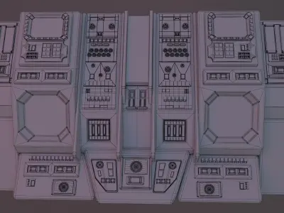sci-fi control station Low-poly 3D model