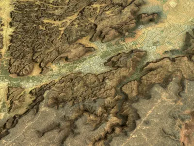 AlUla - Topography Terrain Low-poly 3D model